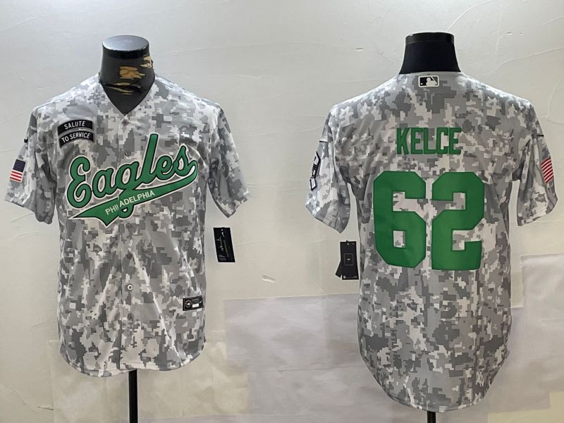 Men Philadelphia Eagles #62 Kelce Nike Arctic Camo 2024 Salute to Service Limited NFL Jersey style 1